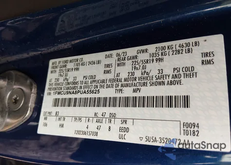 2023 Ford Escape St-Line Select from USA, damaged, VIN 1FMCU9NA8PUA55625